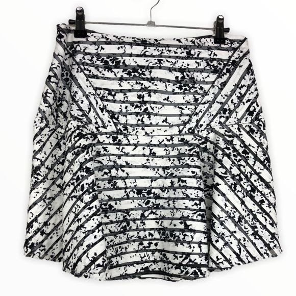 Parker Silk Black White Print Mesh Mini Skirt - Picture 6 of 16